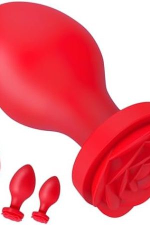 Rose Toys Anal Plug Sex Stimulator For Women, Silicone Butt Plug High-End Training Kit, Adult Sex Toy, 3 Pack Different Size Luxury Anal Toys With Red Rose Base Prostate Sex Toys For Man Or Gays