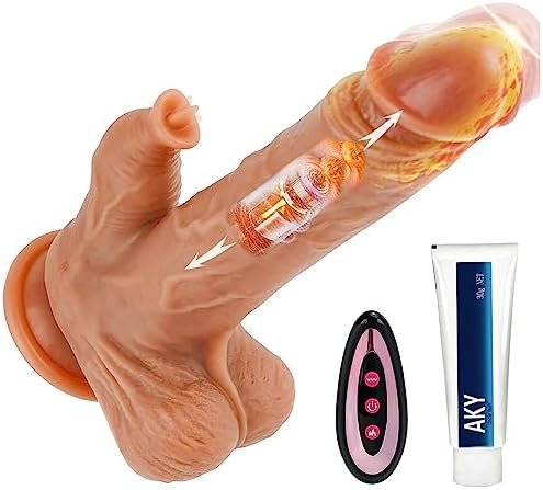 Female Thrust Dildo Sex Toys, Ygojke Fully Automatic 5-In-1 Wireless Remote Control Simulated Heated Dildo Clitoral Stimulator With 9 Vibration Modes And 3 Thrust Power Suction Cups. (Approx. 21.5 Cm