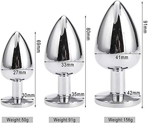 Anal Butt Plug, Greenpinecone Small + Medium + Big Set Fetish Safety Metal Anal Butt Plug Anal Plug Hook With Crystal Diamond Beginner 27Mm-33Mm-41Mm Anal Stimulation Toy For Unisex Masturbation - Image 3