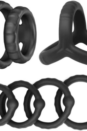Silicone Penis Rings Set, Evyleen 6 Different Sizes Cock Rings For Erection Enhancing, Long Lasting Stronger Men Sex Toy, Strechy Medicial Safe Adult Sex Toys & Games Black