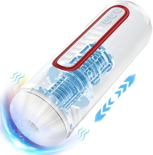 Automatic Thrusting Male Masturbators - Upgraded Male Masturbator With 7 Full-Wrap Thrusting & Powerful Vibrating Modes, Male Blowjob Machine Pocket Pussy Strokers 3D Textured Adult Sex Toys For Men