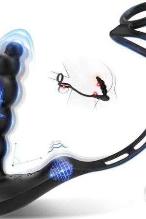 Anal Plug Male Sex Toys - 3 In 1 Prostate Massager With Dual Cock Ring 5 Graduated Anal Beads, Remote Control Anal Butt Plug With 10 Vibrating Modes, Adult Toys Vibrator For Men Couple Pleasure