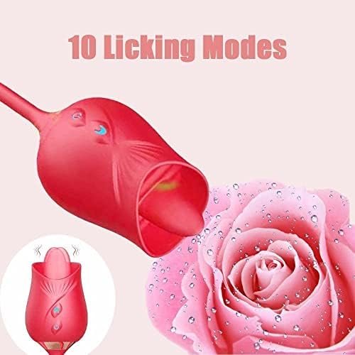 Rose Sex Toy Vibrator For Woman - 3 In 1 Clitoral Stimulator Tongue Licking Thrusting Rose Dildo Vibrator With 9 Modes, Rose Adult Sex Toys Games, Clitoris Nipple Licker For Women Man Couple - Image 2