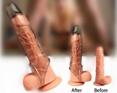 New Soft Realistic Sleeve Extender Sheath For Men Male Enhancement Extension Sleeve Massage Large-Black999666 - Image 2