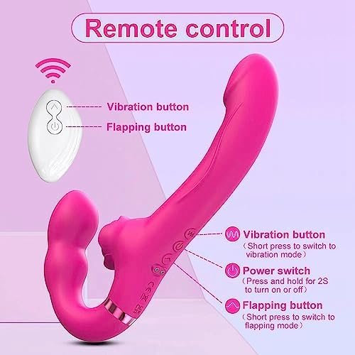 Cosydeka Strapless Strap-On G-Spot Dildo Vibrator Adult Sex Toys For Women Lesbian With 10 Vibration Modes & 5 Flapping Modes Remote Control Ubs Magnetic Charging Adult Sex Toys(Purple) - Image 3