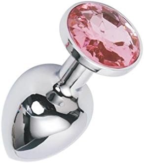 Cchw Pink Anal Plug Stainless Steel Jeweled Butt Plug Adult Sex Products Personal Massager (Small)