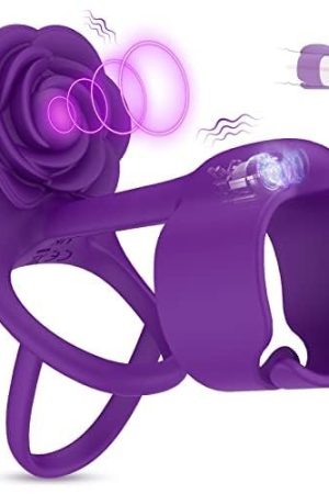 Vibrating Cock Ring Sex Toys For Couples - Ridmii 3 In 1 Vibrating Penis Ring With 10 Vibration, Rose Shaped Female Clitoral Stimulator Vibrators With Remote