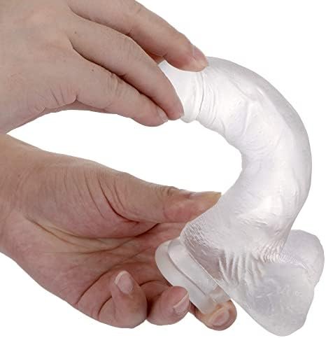 7.87 Inch Small Realistic Dildo, Soft Lifelike Beginner Sex Toy Jelly Clear With Strong Suction Cup For Womens/Men/Gay, Flexible Penis G Spot Stimulator Vaginal, Prostate, 1.0 Count - Image 2
