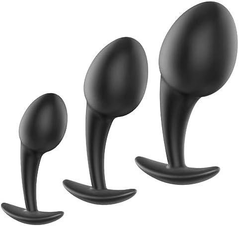 Sex Factory Anal Training Kit Silicone Butt Plug Set In Black 3Pcs Anal Plugs Anal Butt Plug Anal Dildo Prostate Massager Adult Sex Toys For Beginners Men Women Couples