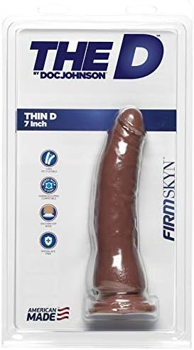 Doc Johnson The D - Thin D - 7 Inch - Ultraskyn - 7" Long And 2" Wide - Strong Suction Cup Base - O-Ring Harness Compatible Dildo, Caramel - Image 2