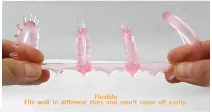 Boruite Keel Penis Ring, 4 In 1 Ultra Soft Cock Rings For Men For Sex, Unique Shape Sex Toys With Raised Particles Couples Sex Products For Erection Enhancing, Black - Image 2