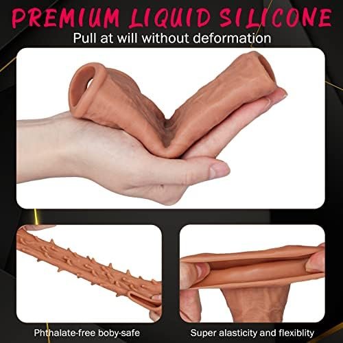 Penis Sleeve, Penis Ring Silicone Cock Sleeve Sexy Toys & Games For Men And Couples, Yeqiz Body-Safe Stretchy Ultra-Soft Material Cock Enlarger, Reusable Adult Sex Toys For Men, 2 Pcs - Image 3