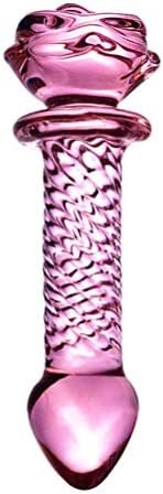 Glass Dildo Anal Plugs Crystal Rose Butt Plug G- Spot Anal Beads Plug Back Court Expansion Plugs Vagina Adult Anal Massager Stimulation Toys 14. 5X5Cm