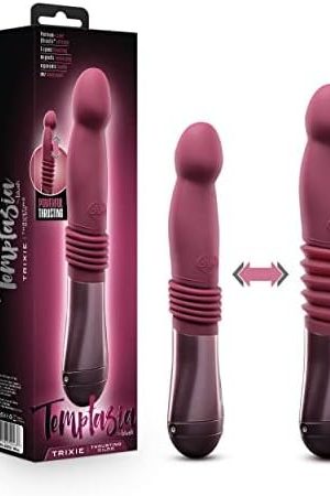 Blush Temptasia Trixie Thrusting Silicone Dildo - For G Spot, P Spot Stimulation - Soft Puria Silicone - Ultrasilk Smooth - 3 Powerful Speed Settings - Long Ergonomic Handle - Rechargeable Sex Toy