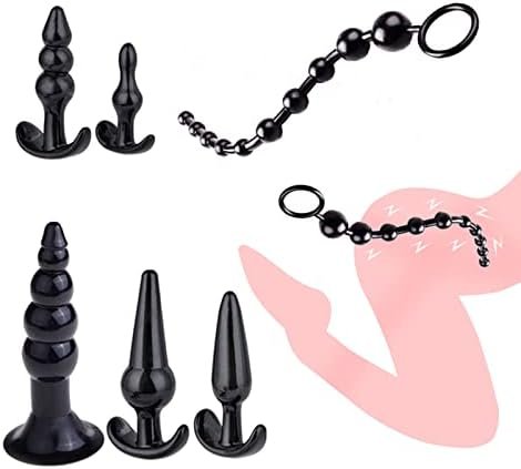 Butt Plugs For Women Or Men, Adult Sex Toy, Six-Piece Anal Training Set, Suitable For Beginners, Couples - Black