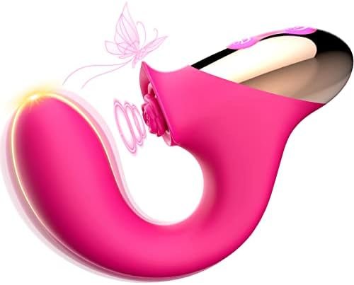 Clitoral Licking G Spot Dildo Vibrators Sex Toys For Couple, Rose Adult Toys For Women Sex Pleasure With 9 Vibrating & 4 Rotating Modes, Clitoris Anal Stimulator Strap On Dildo Vibrator Rose Toy