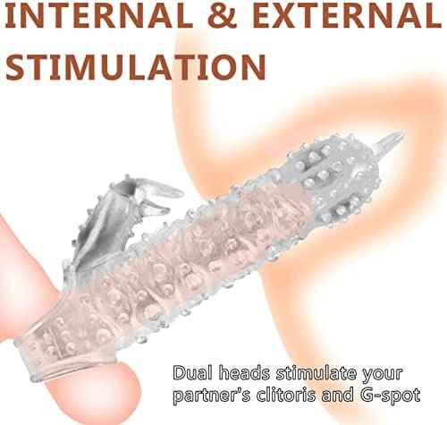 Penis Sleeve Extender With Clitoral Stimulation, Reusable Cock Enlarger Condom Thickened Male Testicle Ring Ultra-Soft Delay Ejaculation Sex Toys For Men & Couple - Image 3