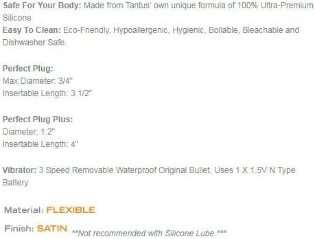 Tantus Sex/Adult Toys Perfect Plug Kit Butt Plugs- 100% Ultra-Premium Satin Finish Flexible Silicone Anal Safe For Beginners Includes 3-Speed Removable, Waterproof Vibrator - Onyx - Image 2