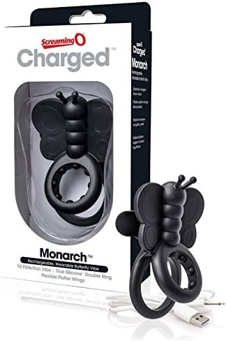 Screaming O Monarch Charged Rechargeable Silicone Vibrating Rumble Ring, Black, One Size Fits Most (Scchgmonbl)