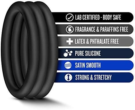 Blush Performance Vs1 - Puria Silicone Penis Cock Ring - Stretchy And Durable Erection Enhancing C-Rings Set - 1.75" Wide - Can Use With Strap On Harness - 3 Pack Male Enhancement Sex Toy - Black - Image 2