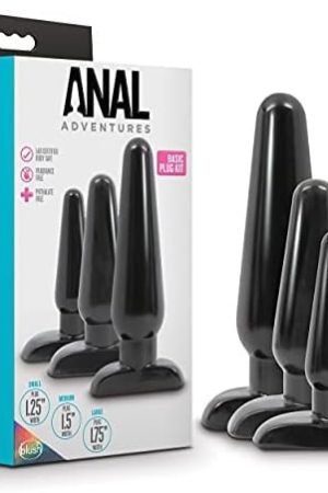 Blush Anal Adventures Basic Plug Kit Set Of 3 Butt Plugs, Sex Toy For Men, Sex Toy For Women, Black
