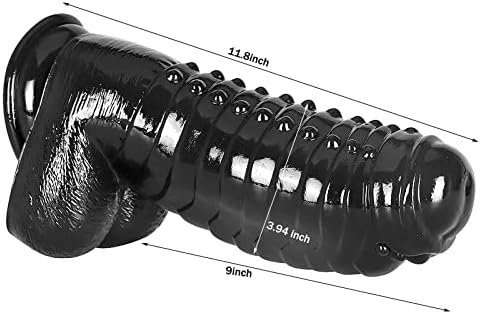 Taoheo Realistic Dildo Anal Dildo With Suction Cup 11.8''X3.94'' Black - Image 2