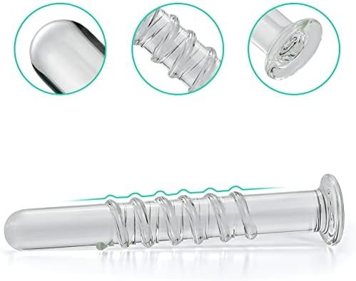 Crystal Anal Plug Masturbation Sex Toy, Transparent Thread Design Butt Plug Sm Pleasure Wand Glass Massage Dildo Penis Trainer Toys With Unique Bottom Safety Design For Couples Women And Men (S) - Image 2