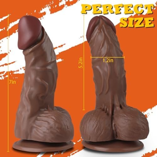 Thick Realistic Dildos For G-Spot Stimulation Dildo, Curved Shaft Brown Dildos With Powerful Suction Cups, Dildo Vagina Anal Sex Toys For Women And Men 7.1 Inch Hands-Free Dildo Adult Toys - Image 2