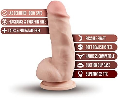 Blush Dr Skin Plus 7 Inch Girthy Posable Dildo - Suction Cup O Ring Strap On Harness Compatible - Realistic Medium Dildo Sex Toy For Women Men Couples - Vanilla - Image 2