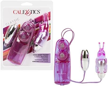 Calexotics Dual Bunny Teaser - Double Bullet Vibrator With Rabbit Tickler - Sex Toys For Couples - Adult Vibe Eggs Massagers - Purple