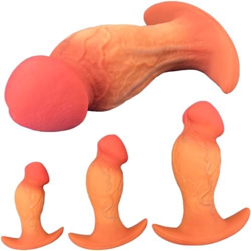 Gienocy Realistic Big Glans Analdildos, Silicone Anal Plugs Butt Plug Analplug Dildo Prostate Massage G-Spot Stimulator Anal Games Trainer Adult Sex Toys For Beginner Advanced Players Outdoor Use (L)