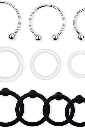 Avvolg Silicone Penis Ring Kit Stainless Steel Cock Rings For Men, Adult Sex Toys, Stretchy Male Dick Erection Enhancing Tools, Couples' Games Comfort Sensory Ring Set 10 Pcs Kit (10Pcs)
