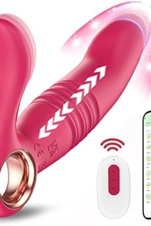 App Controlled Rose Couple Vibrator L-Shaped Thrusting & Vibrating Dildos Sex Toys With Mimic Finger, 9+9 Modes Dual Powerful G Spot Vibrators Adult Sex Toy For Women & Couples Pleasure