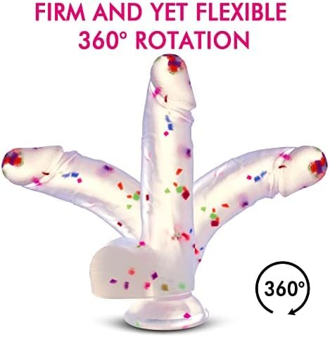 Confetti Silicone Crystal Clear Dildo - Adult Sex Toys 7.87 Inches Realistic Dildo With Powerful Suction Cup, Waterproof & Skin-Friendly Material G-Spot Vaginal Lifelike Dildo - Image 3