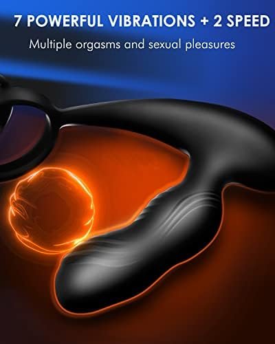 Vibrating Prostate Massager With Dual Cock Ring, 7 Vibration Modes Anal Plug With Remote Control, G-Spot Black Peanut Vibrator Sex Toys For Men, Women And Couple, Waterproof - Image 3