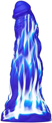 Wemay 10.8 Inch Realistic Dragon Dildo, Big Knot Soft Liquid Silicone Dildos With Powerful Suction Cups Anal Sex Toys, Blue, 1.0 Count