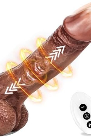 Thrusting Dildo Vibrator Adult Sex Toys, 8.5In G Spot Dildo Heated Anal Dildo Silicone Suction Cup Dildo, 5 Telescopic & 10 Vibrating Dildos For Women & Men Consoladores Anal Toys Brown Sex Machine