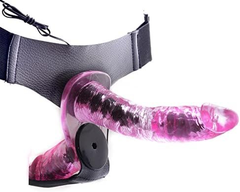 Vibrating Strap On Dildo Wearable Lesbian Dildo With Adjustable Harness Realistic Penis For Female Masturbation Sex Toys For Women(Beige)