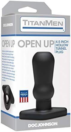 Doc Johnson Titanmen - Open Up - 4.5 Inch Hollow Tunnel Anal Plug With 5.35 Inch Girth - Flared Safety Base - Matte Finish - Butt Plug - Black - Image 3