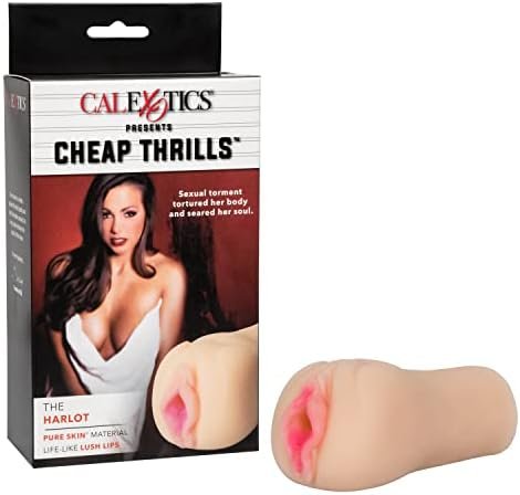 Calexotics Cheap Thrills The Harlot - Travel Sized Male Masturbator - Silicone Masturbation Sleeve - 4.75-Inch Adult Male Sex Toy - Ivory