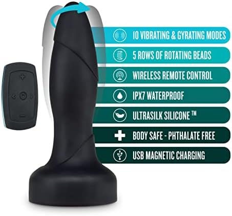 Blush 10 Function Vibrating Gyrating Rotating Pleasure Beads For Rimming Rechargeable Ultrasilk Silicone Anal Plug Massager Wireless 4 Way Remote Controlled Vibrator Sex Toy For Her Him Men - Image 2