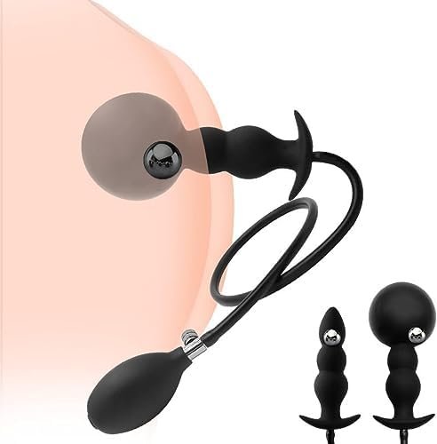 Silicone Inflatable Anal Beads Butt Plug For Adult Male Female And Beginners Sex Toys Vibrating Steel Built-In One Balls(Steel Ball Included) Anal Plug Medical Grade Sex Toys - Image 2