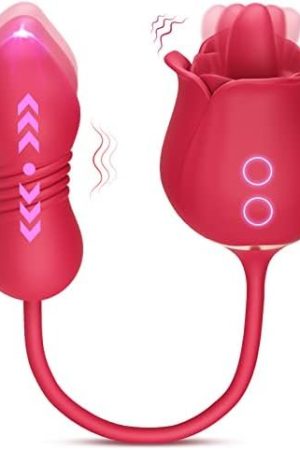 Rose Sex Toy Dildo Vibrator - 3In1 Rose Sex Stimulator For Women With 9 Tongue Licking & Thrusting Dildo G Spot Vibrators, Adult Sex Toys Games Clitoral Nipple Licker For Woman Man Couples Pleasure