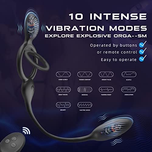 Vibrating Cock Ring Prostate Massager, Lvhua 3 In 1 Dual Motor Couple Vibrator With 10 Vibration Modes, Penis Ring Clitoris Stimulator Butt Plug, Adult Sex Toys For Men Male Couples Remote Control - Image 3