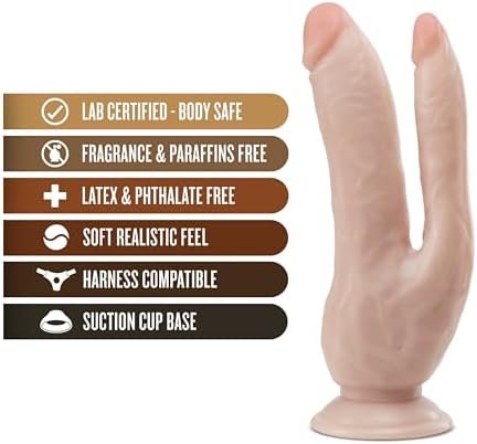 Blush Dr. Skin 8 Inch Dp Double Penetration Real Feel Life Like Realistic Dildo With Suction Cup, Sex Toy For Women, Strap On Compatible, Vanilla - Image 2
