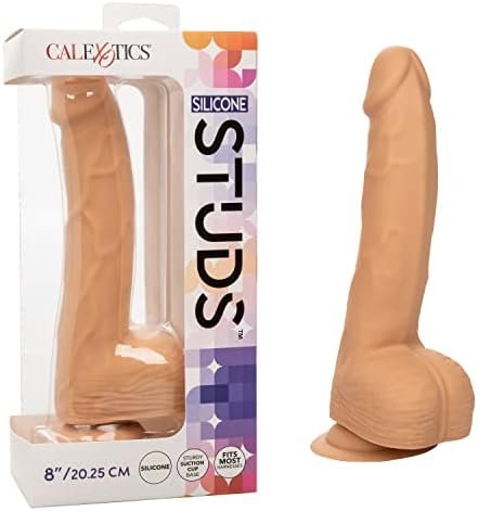 Calexotics Silicone Studs™ 8 Inch – Realistic Dildo With Suction Cup Base Harness Probe – Ivory