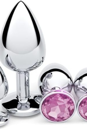 Anal Plug Beginner Set - 4 Pcs Jewel Butt Plugs Sex Toy Anal Training Kit- G Spot Anal Sex Adult Toy For Beginner Adult Unisex Women And Men Couple (White)