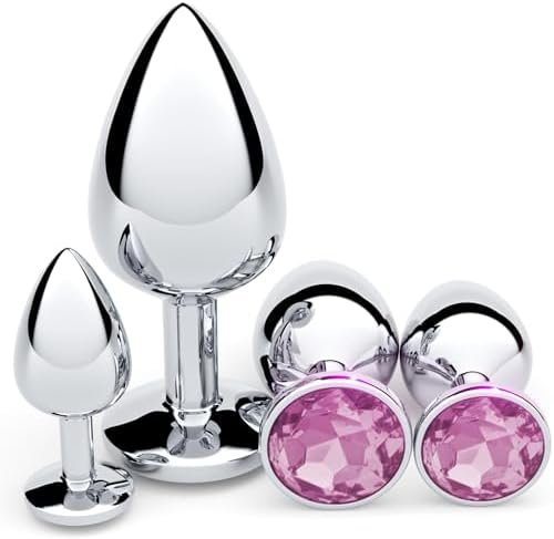 Anal Plug Beginner Set - 4 Pcs Jewel Butt Plugs Sex Toy Anal Training Kit- G Spot Anal Sex Adult Toy For Beginner Adult Unisex Women And Men Couple (White)