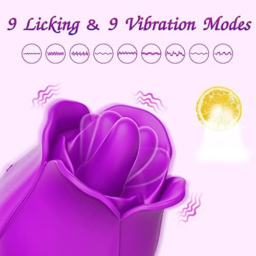 Rose Toy Vibrator For Women, Visetoyz Tongue Licking Mini Clitoral Vibrator Stimulator With 9 Vibrating Pleasure For Clitoris & Nipple Stimulation, Adult Sex Toys & Games For Women Couples - Image 2