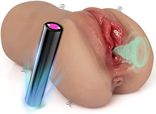 Male Masturbators Realistic Sex Toy-3In1 Lifelike Pocket Pussy Sex Toys For Men With Powerful Bullet Vibrator,10 Vibrations Modes Adult Toys Masturbation